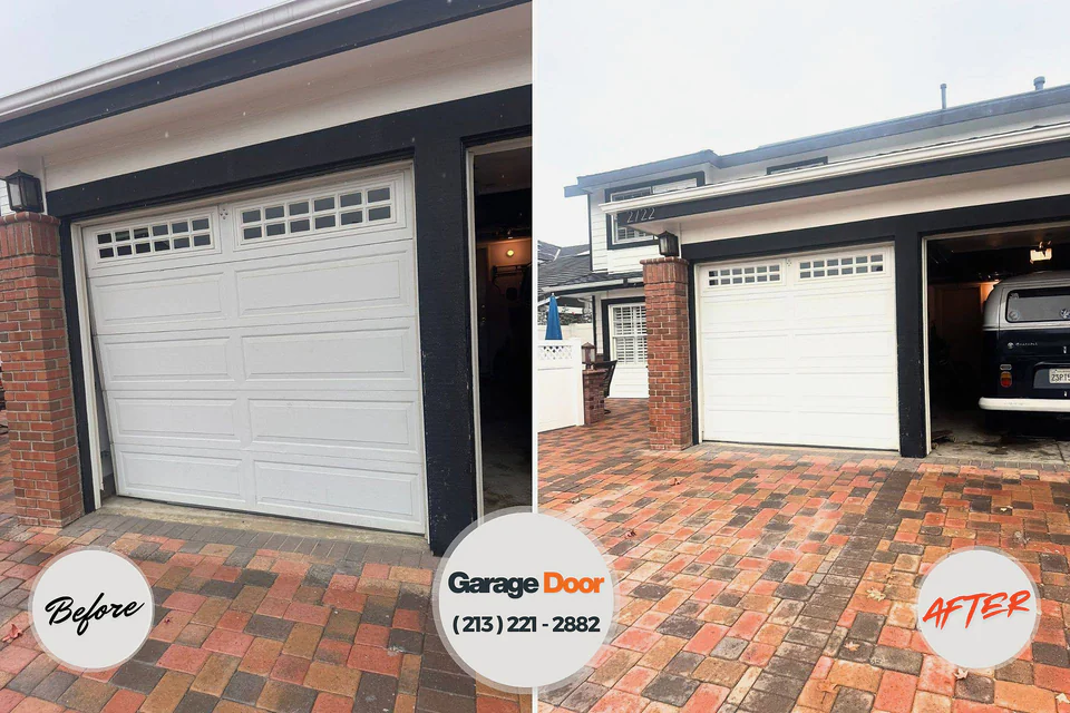 Before and after: garage door repair Somers, WI